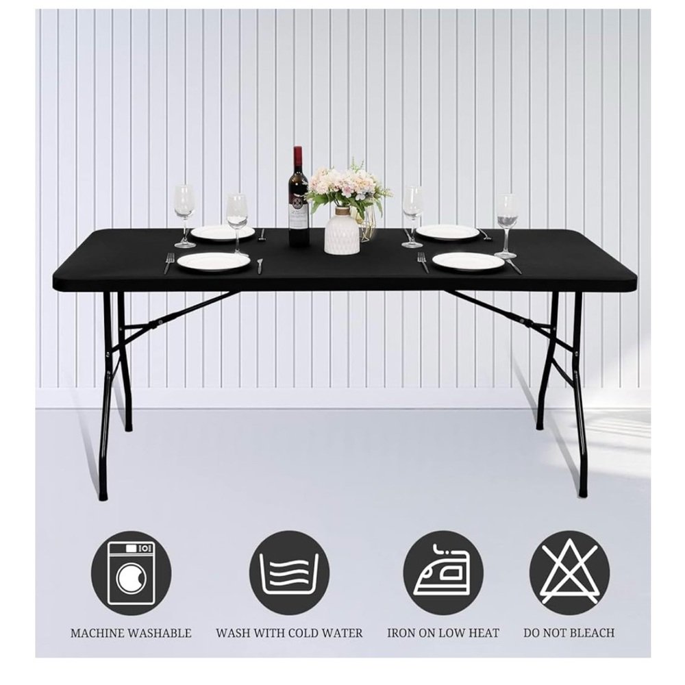 Black Fitted Table Cover for 6 Foot Tables